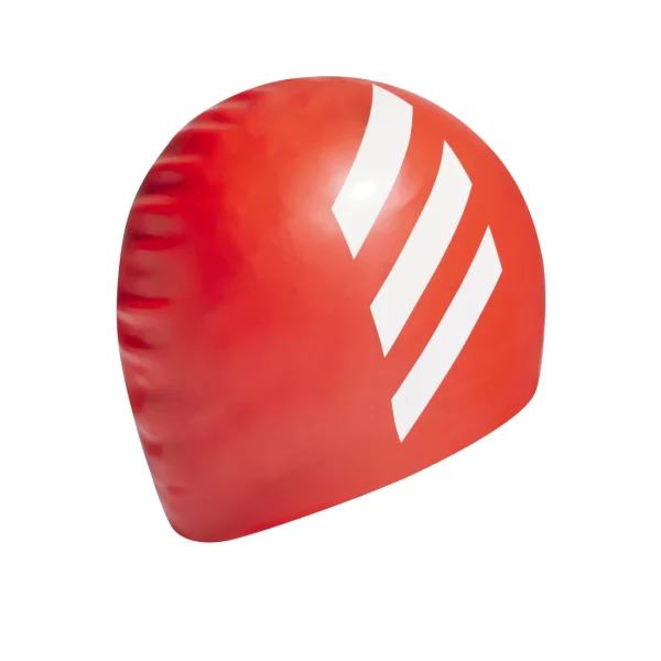 Bon marché 🧨 Natation Adidas Bonnet De Bain Enfant Adidas 3-bandes Silicone ROUGE 🔥 soldes officiel 5